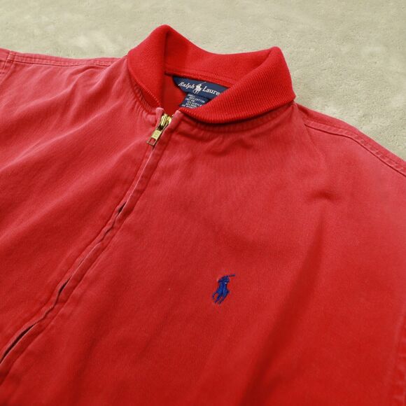 Ralph Lauren Vintage Men's Red Zip Up Denim Jacket size Small - Picture 3 of 9